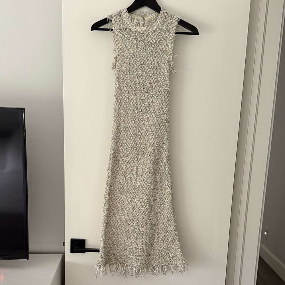 Isabel Marant Etoile cream and black knit frayed dress